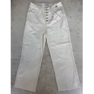 Judy Blue White High Waist Wide Leg Crop Jeans JB88674 Size 7/28 Button Fly NWT